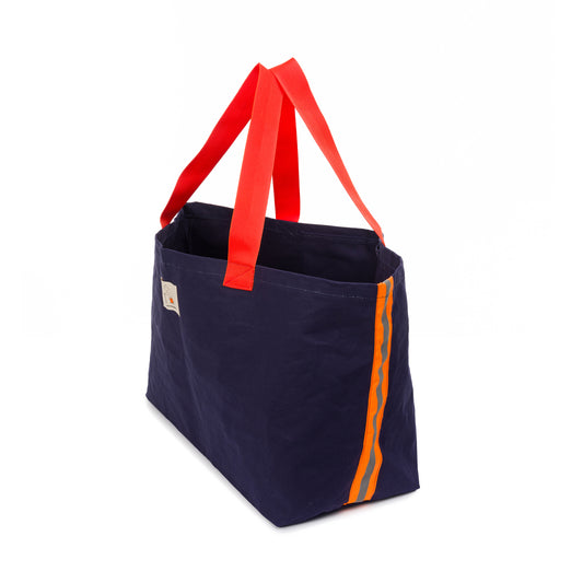 Navy canvas with neon orange stripe